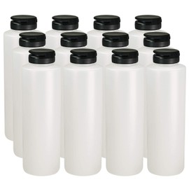Pinnacle Mercantile Condiment Squeeze Bottles with Flip Top Hinged Black Cap 16 oz Set of 12 (Perfect for Condiments, Sauces, Dressings, BBQ, Ketchup) Made USA