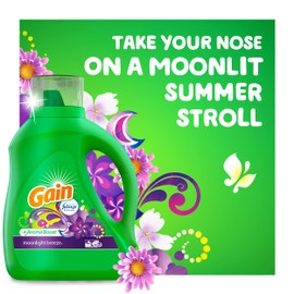 Gain + Aroma Boost Liquid Laundry Detergent, Moonlight Breeze Scent, 61 Loads, 88 fl oz, HE Compatible