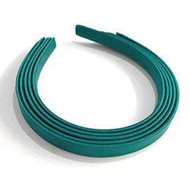 5 x 15mm Thick Plain Satin Headbands Pack School Girls Alice Hair Band DIY Headband Set UK (Emerald Green)