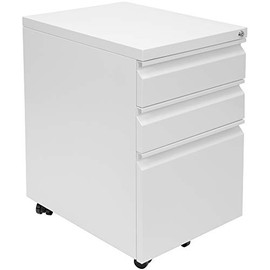 MOUNT-IT! Mobile File Cabinet with 3 Drawers | Under Desk Rolling Storage with Lock for Supplies, Files, and Materials, Mobile Space Saving for Home and Office