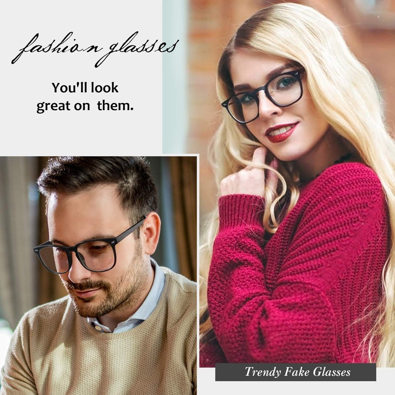 GQUEEN Fake Brille Ohne Stärke Damen Herren Nerdbrille UV400 Schwarz,PE2