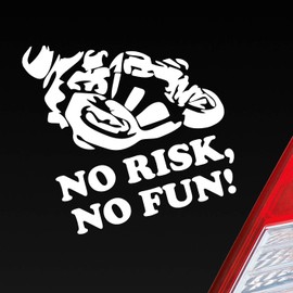 Car Sticker Motorcycle No Risk, No Fun. Moped Bike Mopped Car Sticker in Dub JDM Oem, White Shiny