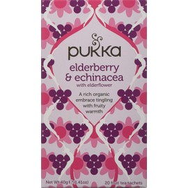 Pukka Elderberry & Echinacea, Organic Herbal Fruit Tea (4 Pack, 80 Tea Bags)