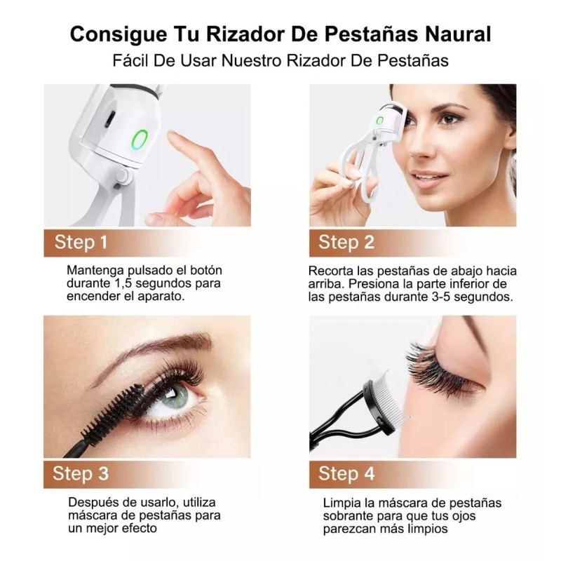 RIVERSOFY Rizador Pestañas Eléctrico Enchinador Recargable + Rímel