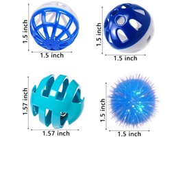 DIYUQISHI 6 Pcs Cat Balls Indoor Bored Kitten Toy Set,Colorful Hollow Bell Balls and Fluffy Glitter Gold Foil Balls for Indoor Cats,Kitten Interactive Play Balls (1.5'')