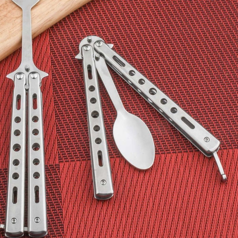 Butterfly Spoon Camping Spoon Foldable Spoon Stainless Steel Utensils Camping