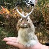 Realistic Jackalope Furry Wild Animal Replica Figurine Easter Bunny Spring