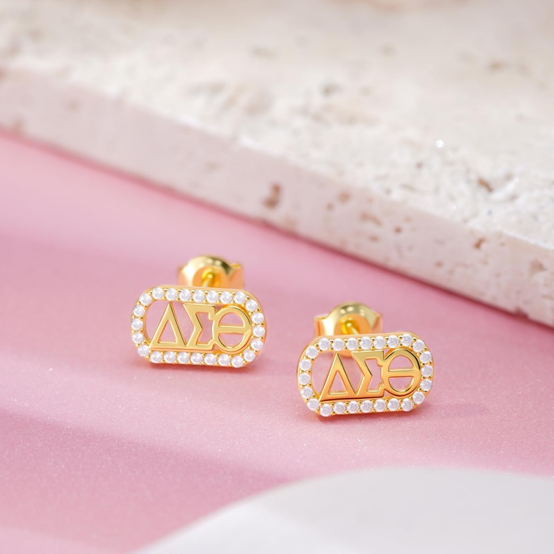 DST Earrings for Women Men 925 Sterling Silver DST Sorority