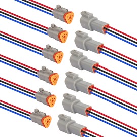 HYAT 14 AWG 3 Pin DT Connector Waterproof Automotive Electrical Connector, Male and Female Way Auto Electrical Wire Connectors Harness for Car Truck Boat Motorcycle Trike Caravan - 6 Pack