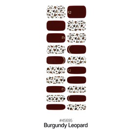 Laflare Gel Glossy Nail Strips, Self Adhesive Gel Nail Art Decals Polish Stickers with 20 Pcs Double-End Strips Glitter False Nails Including Trimming File (R45695 - Burgundy Leopard)