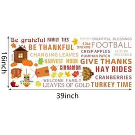 Kiddale Inspirational Quotes Wall Decal,Peel and Stick Removable Motivational Phrases Sticker Thanksgiving Decoration for Window Cling Kitchen Living Room Decor
