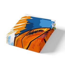 Kids Basketball Fitted Sheet Twin Size Boys Games Sports Theme Bed Cover Youth Graffiti Tie Dye Bedding Set Basketball Sport Bedclothes with 1 Pillow Case Child Room Decor Colorful Orange Blue