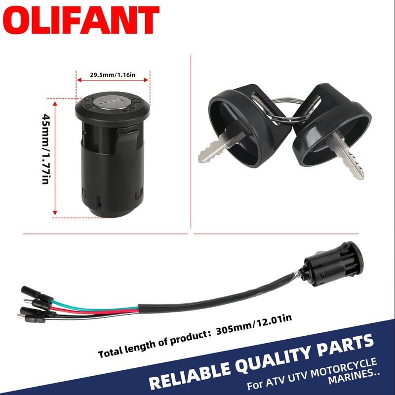 3 Sets Ignition Key Switch for Honda Fourtrax 300 1990-2000