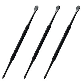 Auvotuis 3PCS Wax Carving Tools, 4.6 Inch Stainless Steel Double-Headed Tool Spoon, Wax Scraper Tool, Black