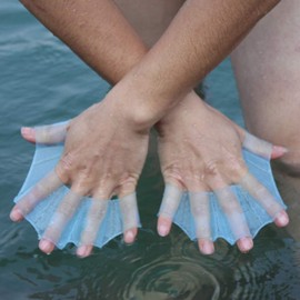 Alomejor 1 Pair Webbed Gloves Finger Swimming Diving Fins Swim Flippers Hand Paddle (M)