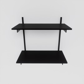 Modern Shelving - 24in Wall Bookshelf Black Powder Coated Aluminum Shelf System - 2 for Wall Mounted Shelves - Kit Includes Hardware and Shelves - 24 W x 24 H x 12.5 D Inches