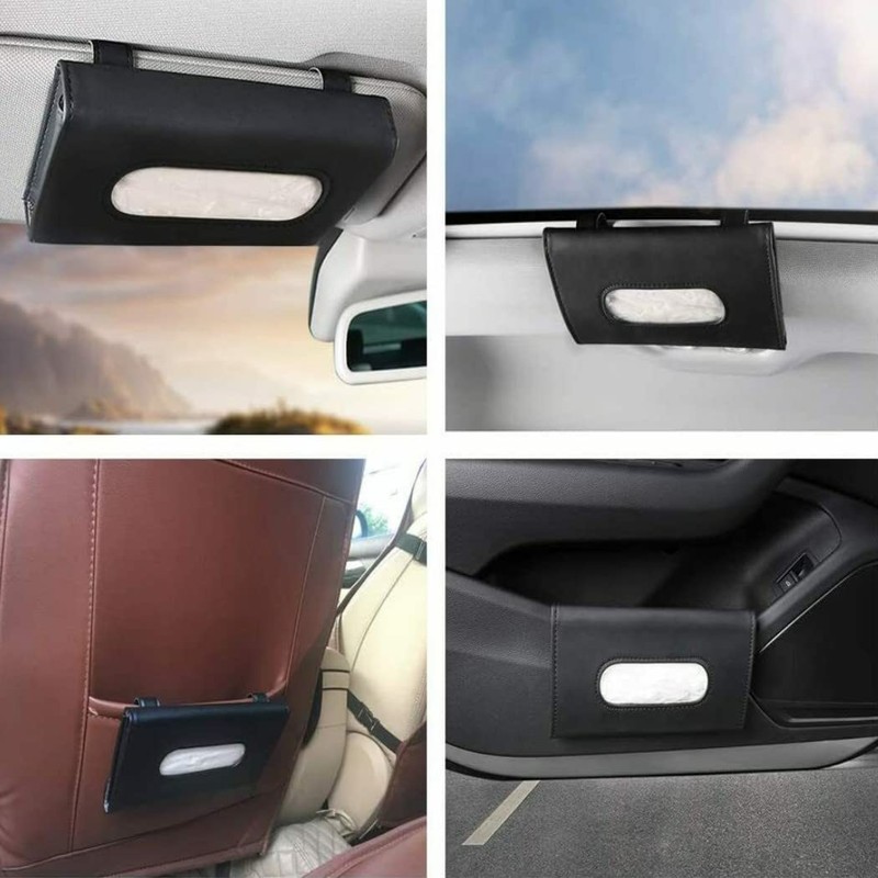 XSAJU Car Tissue Case Sun Visor Mount Tissue Holder PU