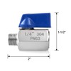 QWORK Mini Ball Valve, 2 Pack 1/4" NPT Thread Female