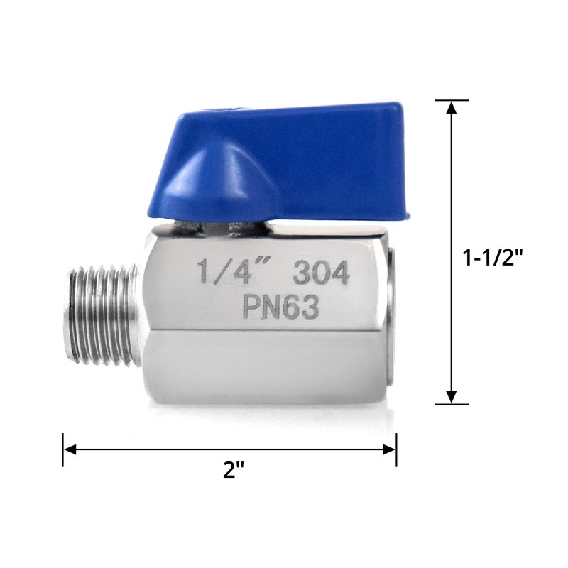 QWORK Mini Ball Valve, 2 Pack 1/4" NPT Thread Female