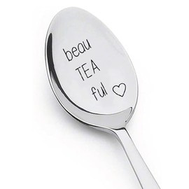 Engraved Tea Spoon Gift for Mom Grandma Sister Birthday Gifts for Women Girls Teaspoon Beau Tea Ful Spoon for Tea Lovers Bestie Girlfriend Gift for Christmas Valentines
