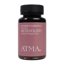 ATMA Suplemento Alimenticio Metilfolato 414 mg | 60 Cápsulas Vegetales con Tapa a Prueba de Niños | Fuente Activa de Folato | Sin Gluten, Sin Azúcar, Hecho en México