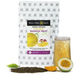 Walters Bay Mango Passion Fruit Green Iced Tea, 12 Quart Sized Tea Bags, Ceylon Tea, Unsweetened, Tropical Mango Passion Fruit Flavored, 100% Hand Plucked, Green Tea
