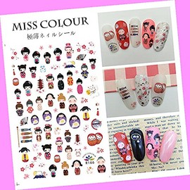 Stars Leopard Mar Tribal Culture Headwear Totem Kimono Doll 3D Nail Stickers R166 for Nails Design Nail Art Stickers Decals Supplies Manicure Tips Sticker Colorful for Nail Decorations