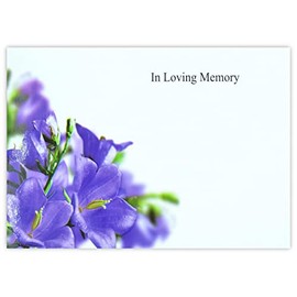 celloexpress In Loving Memory (Bellflowers) Flower Message Cards - 90mm x 125mm - Bereavement Florist Card Sympathy Condolences Notes (Pack of 6)