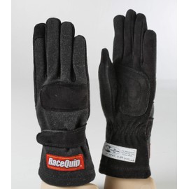 RaceQuip Race Gloves 355 Series 2 Layer Nomex SFI 3.3/5 Certified Black Junior Large 3550095