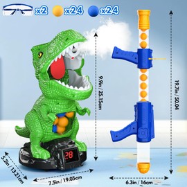Cooldele Dinosaur Shooting Toys for Kids 3-6, Movable Target Shooting Games with 2 Air Pump Guns, LCD Score Record, Birthday Gifts Suitable for Children Aged 3-5 5-6 6-8
