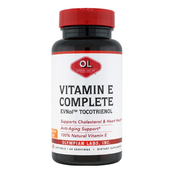 Olympian Labs Vitamin E Complete Tocomin, 200IU 60 Softgels, Fight Free Radicals, Supports Brain, Skin & Hair, 60 Servings