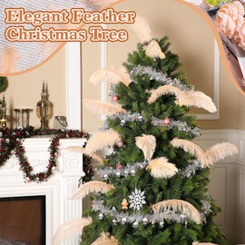 XunYee 100 Pcs Large Natural Ostrich Feathers Plumes Bulk for Centerpiece 16-18 Inch (40-45 cm) Feathers for DIY Crafts Christmas Wedding Party Decorations (Champagne)