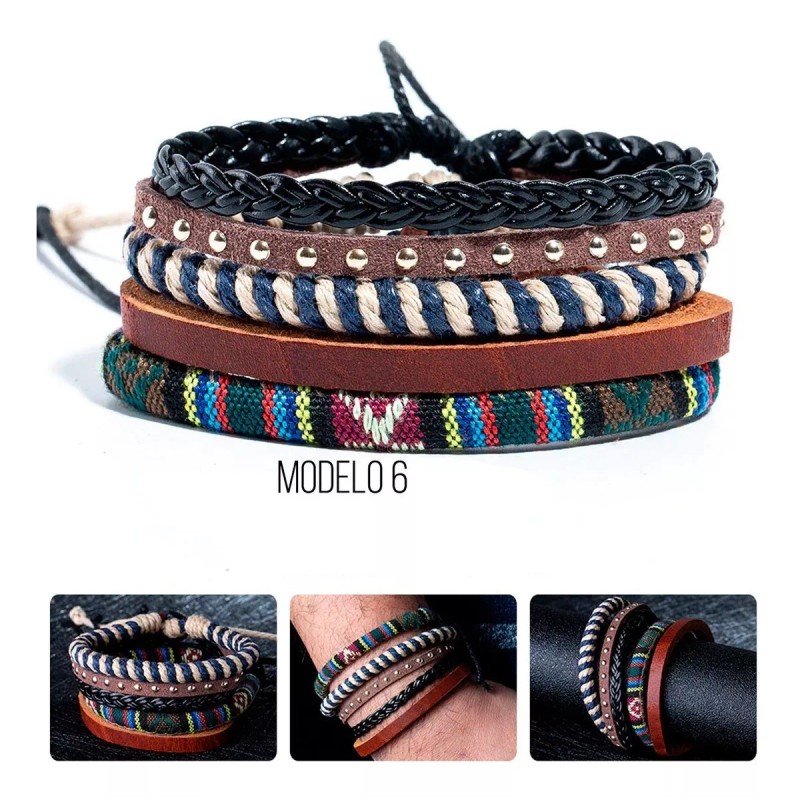 Veraly Pulsera Cuero Boho Vintage Multicapa Caballero Variedad