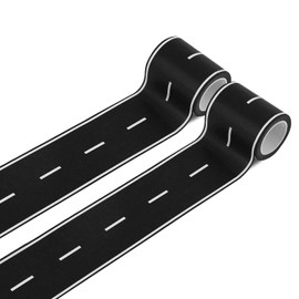 HMPBEFU 2-Pack of 32.8 ft. x 2 in. Black Roadway Track Tape, Road Tape for Toy Cars, Sticks to Flat Surfaces, No Residue