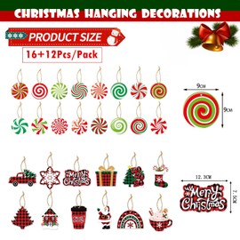 Candy Lollipop Christmas Decorations,28P Christmas Tree Decorations Candy Mini Paper Ornament Pendant for Xmas Themed Kit,Christmas Tree Hanging Home Decor Pendants for Winter Xmas Party