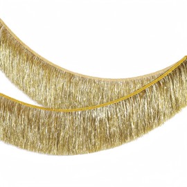 2 Pack Foil Fringe Banner for Party Decorations, Metallic Tinsel Garland Streamers for Bachelorette Party Decor,Wedding Birthday Decor,Parade Float Fringe Decorations (Light Gold)