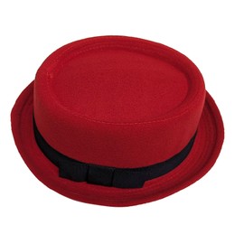 Mrlahat Porkpie All Season Unisex Derby Fedora Upturn Short Brim Wool Blend Hat (US, Alpha, Large, X-Large, Red)