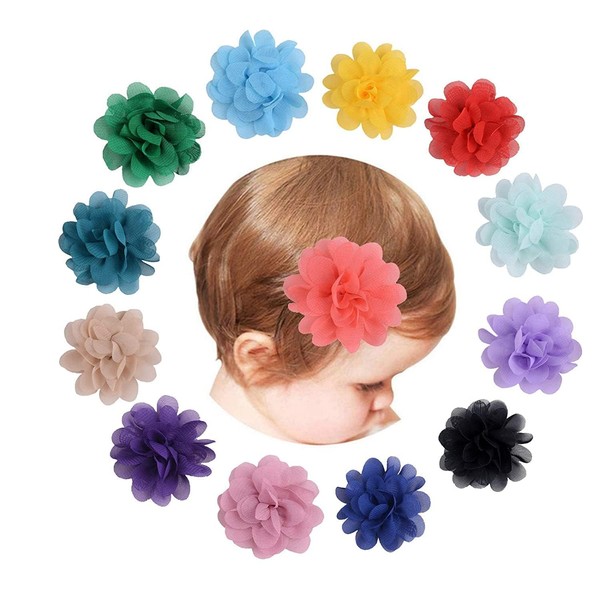 Pack of 15 5 cm Chiffon Flower Hair Clips Hair