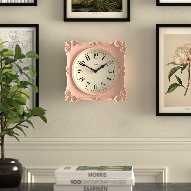 JONES CLOCKS® Rialto Wall Clock | Scroll Vintage Square Clock