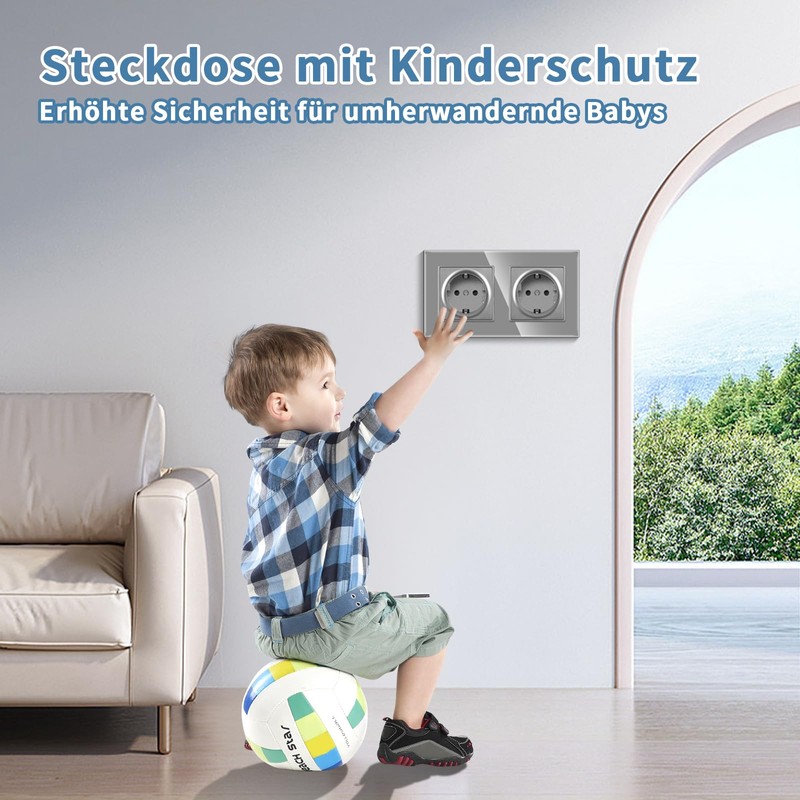 CNBINGO Schuko Socket with Claws - Triple Wall Socket with