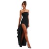 Women's Sexy Strapless Backless High Split Long Maxi Dress Ruched