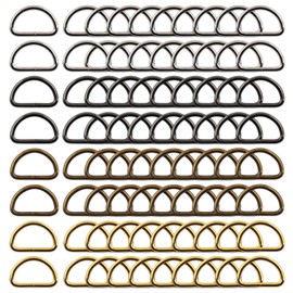 Rustark 120 Pcs 1 Inch/25mm Metal D Ring Assortment Multi-Purpose Metal Webbing Buckle Semi-Circular D-Rings for Purse Keychains Belts and Dog Leash Hand DIY Accessories (4 Color)