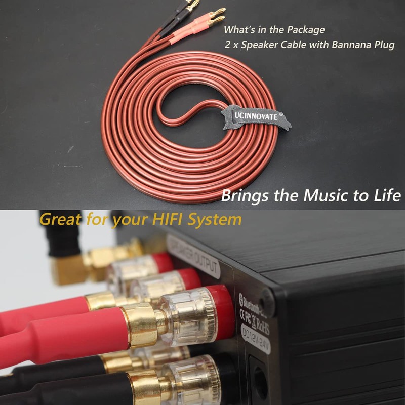[UCINNOVATE] OFC Oxygen-Free Pure Copper Wire Speaker Cable with Banana