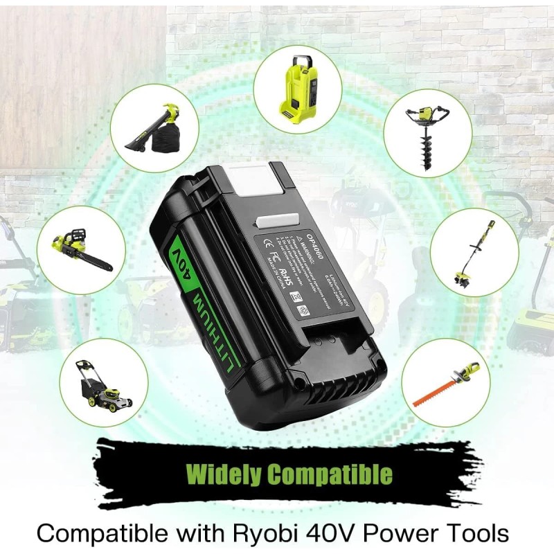 for Ryobi 2 Pack 8.0Ah for Ryobi 40V OP4050 OP4060