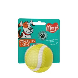 Aimé - 5 in 1 Beef Flavoured Dog Ball - Interactive/Educational Toy to Develop and Stimulate the 5 Senses - Resistant for All Breeds and All Ages - Ball 8cm