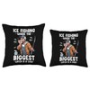 Fishing Ice Bigest Catch is A Cold Winter Throw Pillow,