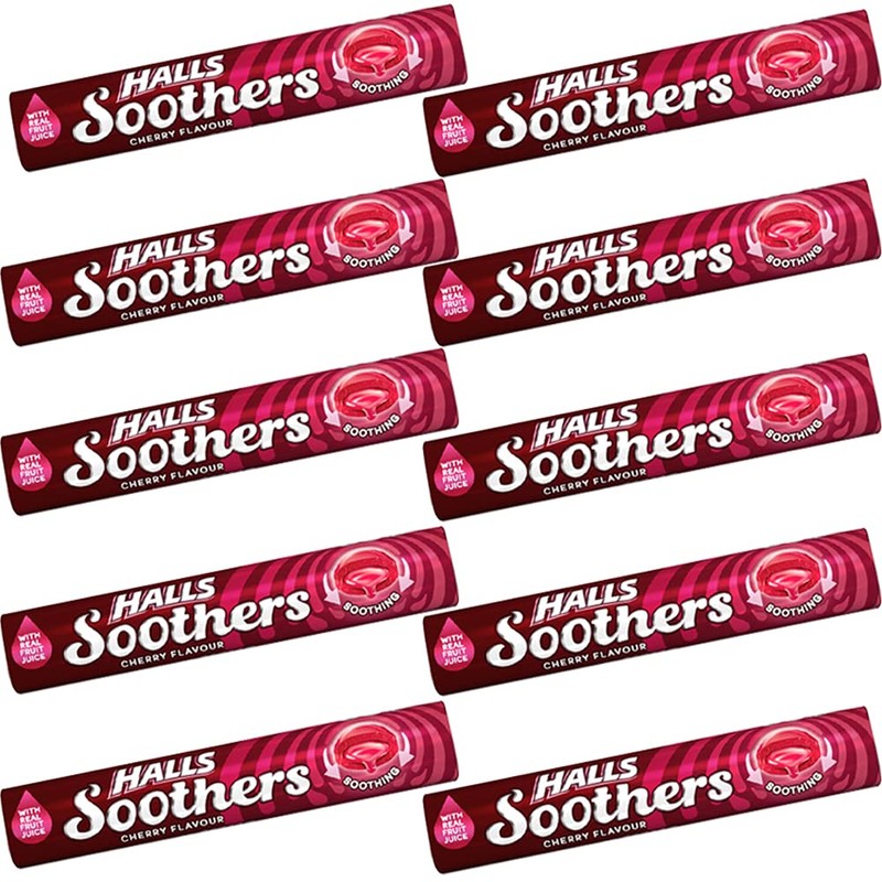 HALLS SOOTHERS -10 x 45g Packs (Cherry)