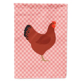 Caroline's Treasures BB7843GF New Hampshire Red Chicken Pink Check Garden Flag Mailbox Flag Decorative Yard Flag Banner Outside Patio Artwork Yard Flower Beds, Garden Size, Multicolor