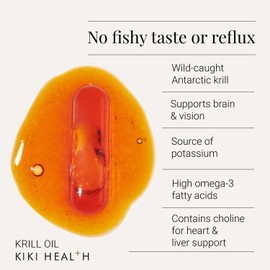 KIKI Health Krill Oil Capsules High Strength 590mg - Naturally Rich in Long-Chain Fatty Acids EPA & DHA, Support Heart, Brain, Liver, & Vision - Omega 3 Fish Oil Alternative, Gluten Free - 30 Capsules