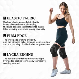 EULANT Volleyball Knee Pads for Teenagers and Adults, Knee Pads with 3.5 cm Thickened EVA Padding, Elastic Knee Pads for Work, Handball, Football, Bicycle, for Men and Women, L